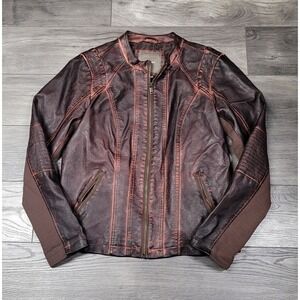 Women's Maurices Brown Faux Leather Jacket Size Medium